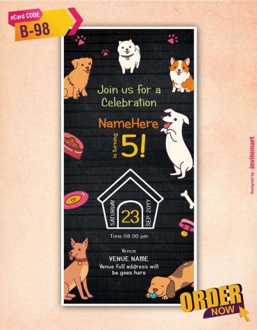 Dog Puppy Birthday Party Invitation Card