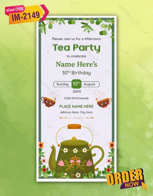 30th Birthday Tea Party Invitation Card