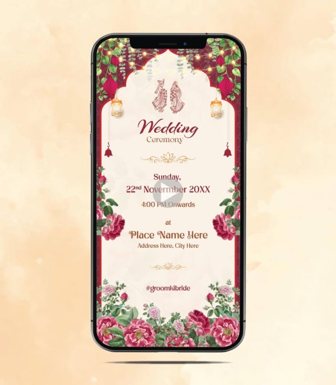 Floral Online Wedding Invitation Video Maker