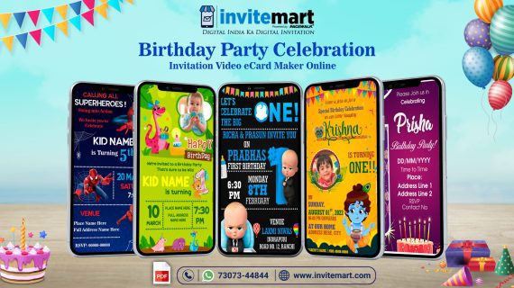 Birthday Party Celebration Invitation Video eCard Maker Online