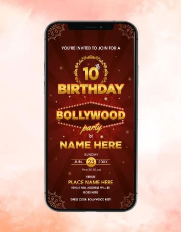 Bollywood Party Birthday Invitation