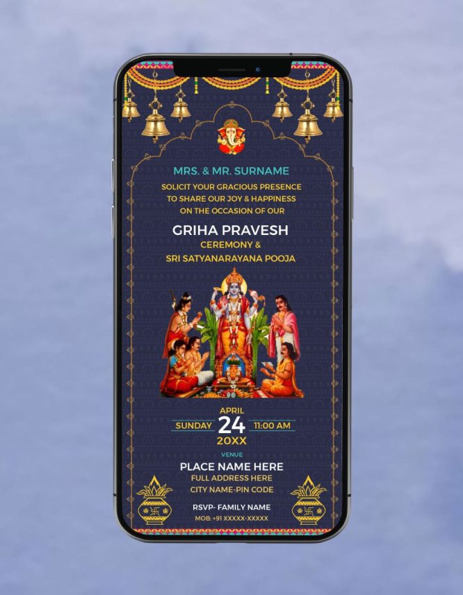 Griha Pravesh & Satyanarayan Puja Invitation Card
