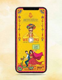 Caricature Rajasthani Wedding Invitation Video