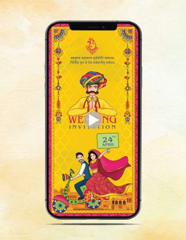 Caricature Rajasthani Wedding Invitation Video