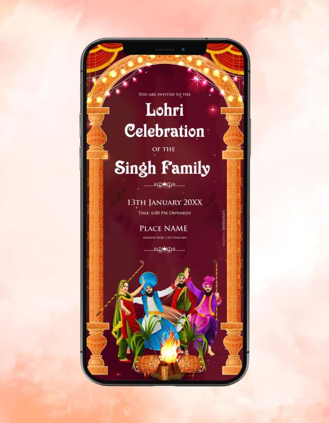 Digital Lohri Celebration Party Invitation Card