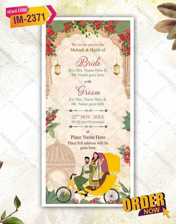 Floral Mehndi & Haldi Invitation Card