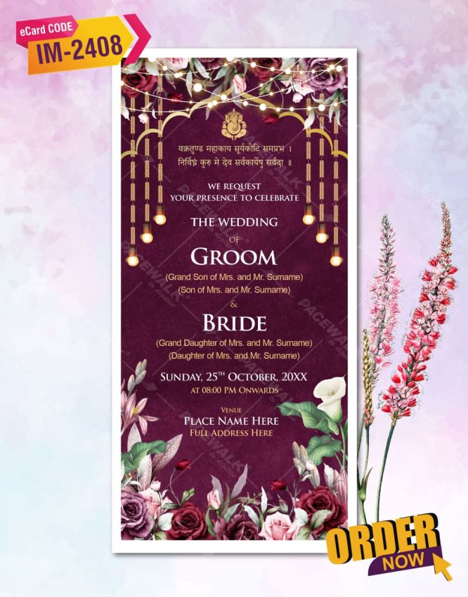 Rose Theme Wedding Invitation Card