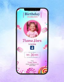 Candy Theme Birthday Invitation Card