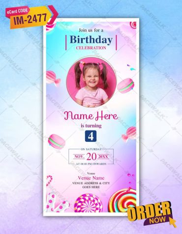 Candy Theme Birthday Invitation Card