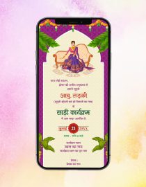 Hindi Half Saree Invitation Card