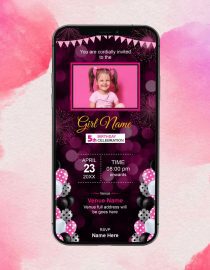 Pink Black Birthday Invitations