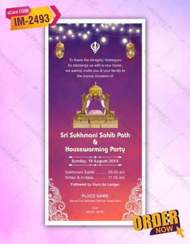 Sukhmani Sahib Path Invitation for New House