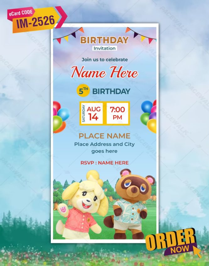 Animal Crossing New Horizons Birthday Invitation
