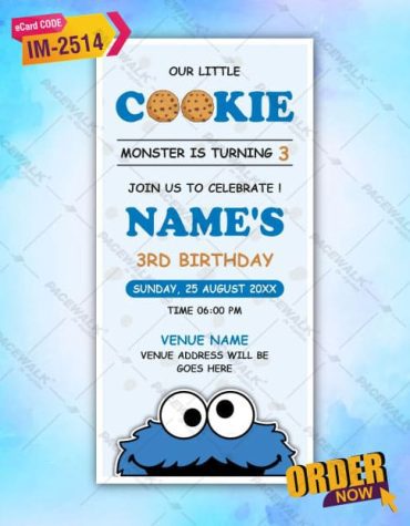 Cookie Monster Birthday Invitation Card