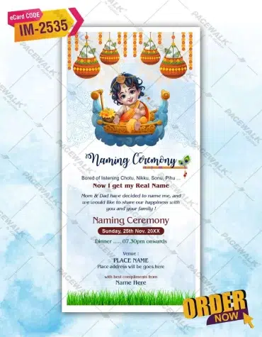 Baby Krishna Naming Invitation Card