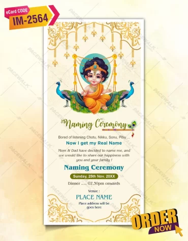 Krishna Theme Naming Ceremony Invite Card