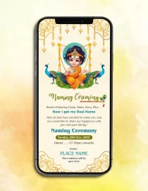 Krishna Theme Naming Ceremony Invite Card