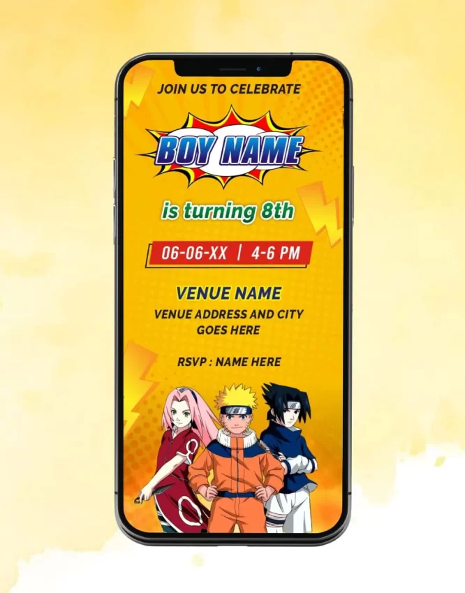 Naruto Birthday Invite Card