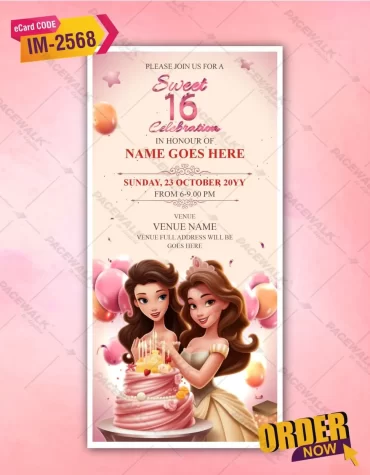 Disney Princess Birthday Invitation Card