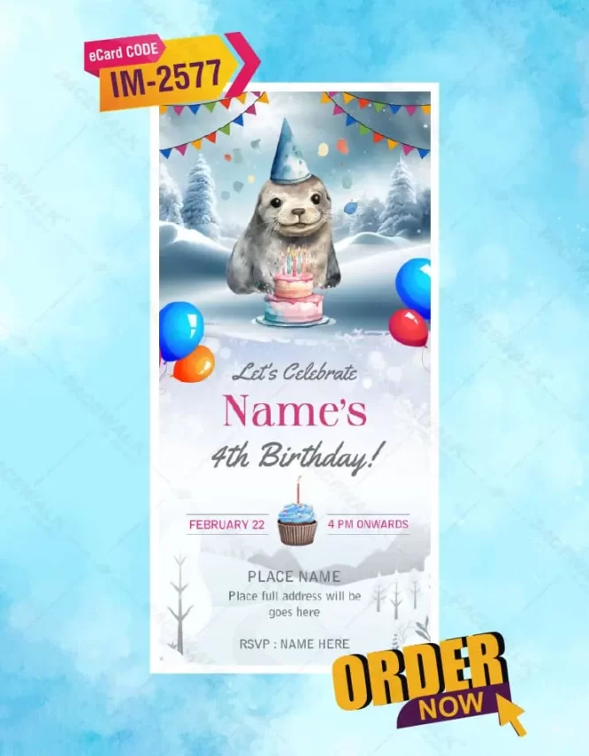 Arctic Seal Winter Birthday Invitation