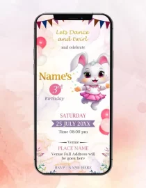 Bunny Ballerina Birthday Invitation