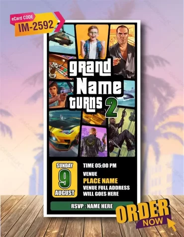 Grand Theft Auto Birthday Invitation