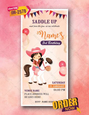 Cute Little Cowgirl Saddle Up Birthday Invite