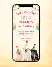 Lets Pawty Birthday Invitations