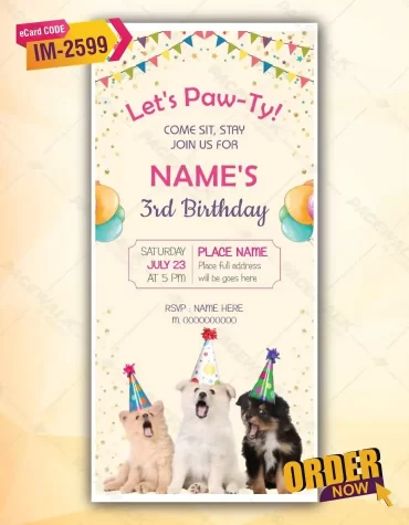 Lets Pawty Birthday Invitations
