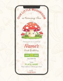 Little Mushroom Birthday Invitation