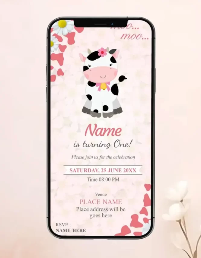 Moo Moo Cow Birthday Invitation