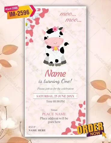 Moo Moo Cow Birthday Invitation