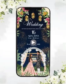 Couple Digital Without Face Caricature Wedding Invite