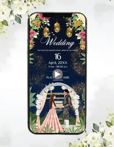Couple Digital Without Face Caricature Wedding Invite
