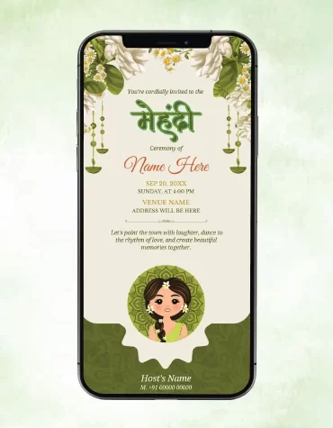 Digital Mehndi Ceremony Invitation Card
