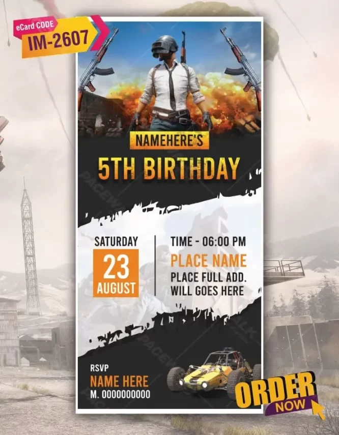 Pubg Theme Birthday Party Invite