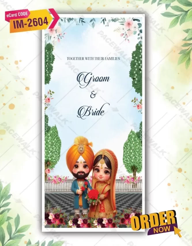Punjabi AI Cartoon Wedding Invitation Card