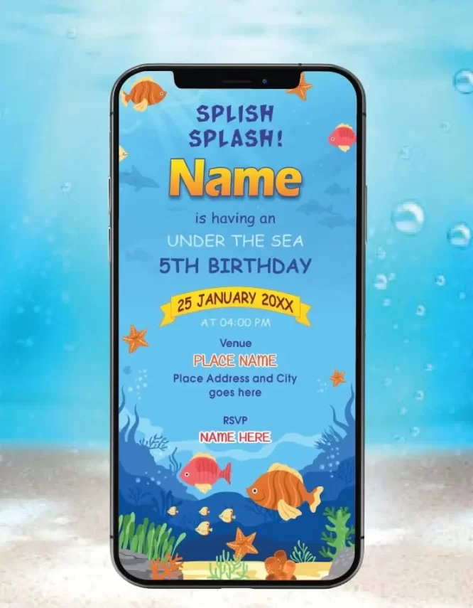 Splish Splash Under The Sea Birthday Invitation