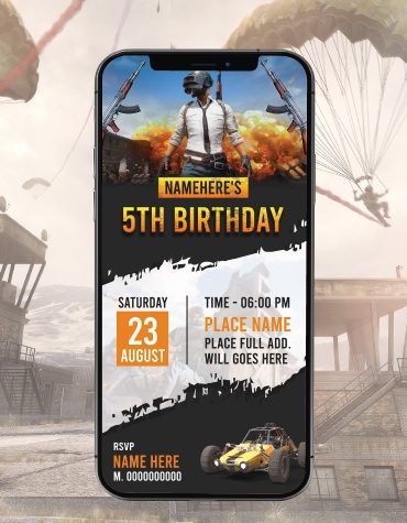 Pubg Theme Birthday Party Invitation